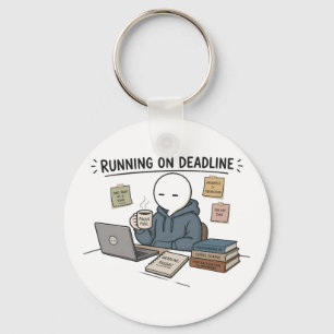 Running On Deadline Funny Work Meme Keychain