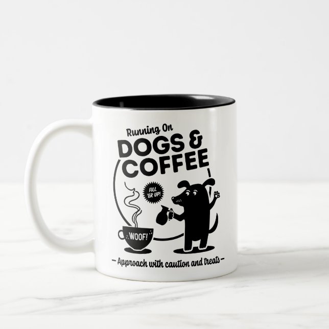 Running on Dogs and Coffee 11 oz. Two-Tone Coffee Mug (Left)