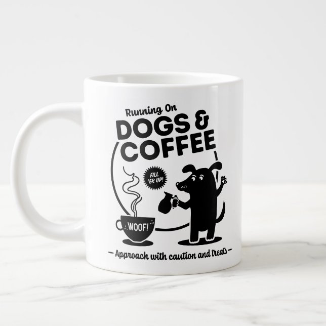 Running on Dogs and Coffee Giant Coffee Mug (Left)