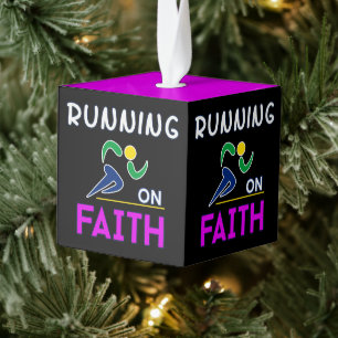 Running on Faith Christian Runner Cube Ornament