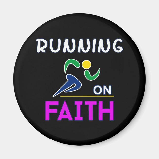 Running on Faith Christian Runner Magnet (Front)