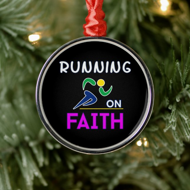 Running on Faith Christian Runner Metal Ornament (Tree)