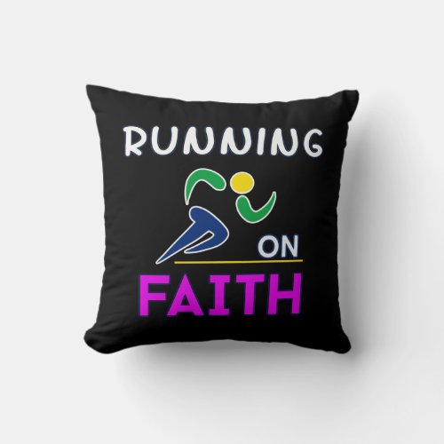 Running on Faith Christian Runner Throw Pillow