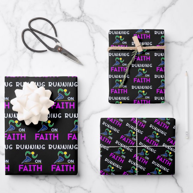 Running on Faith Christian Runner Wrapping Paper Sheets (Front)