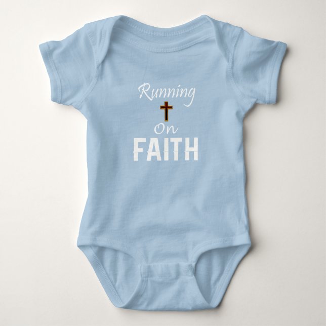 Running on Faith Runner Baby Bodysuit (Front)