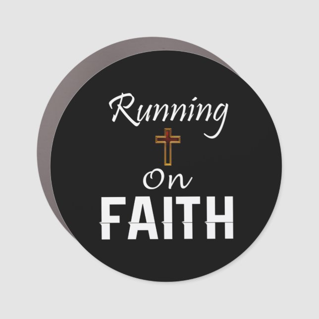 Running on Faith Runner Car Magnet (Front)
