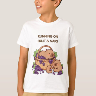 Running on Fruit & Naps – Cute Capybara Family T-Shirt