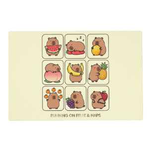 Running on Fruit & Naps – Cute Capybara Fruit Coll Placemat