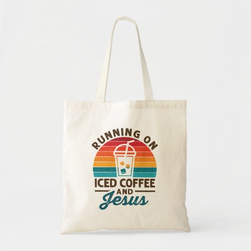 Running on Iced Coffee and Jesus Retro Tote Bag