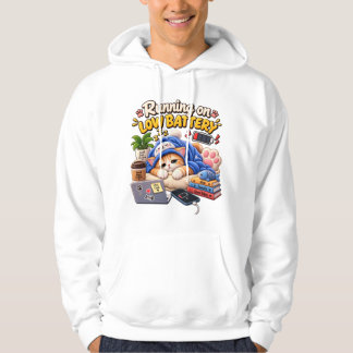 Running on Low Battery Cat – Cozy Sleepy Cat Low Hoodie