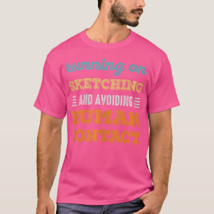 Running On Sketching Social Introvert Humor Vintag T-Shirt