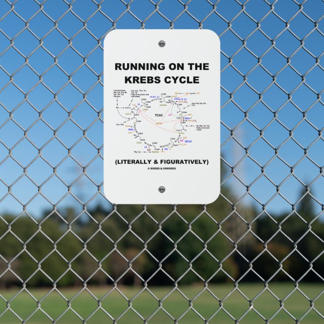 Running On The Krebs Cycle Biochemistry Geek Humor Metal Sign (In Situ(Fence))