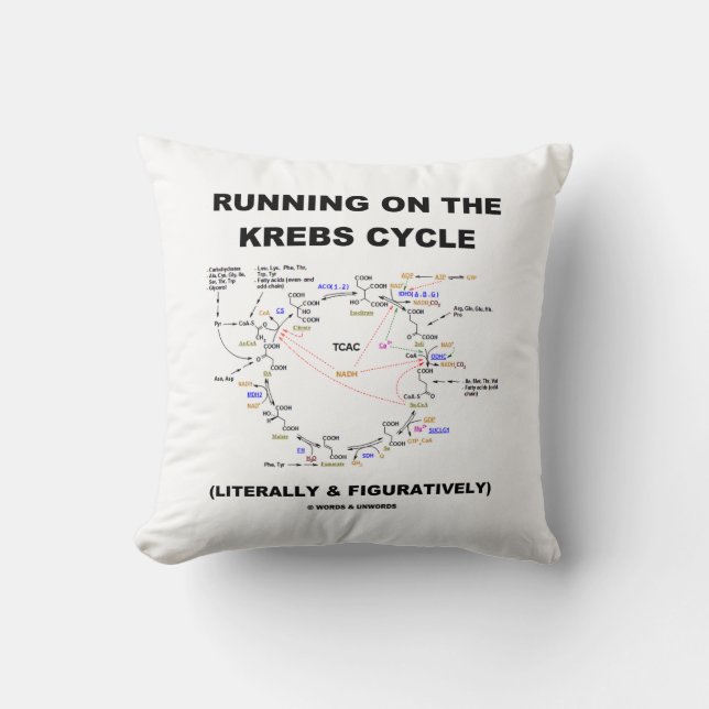 Running On The Krebs Cycle (Science Humor) Throw Pillow (Front)