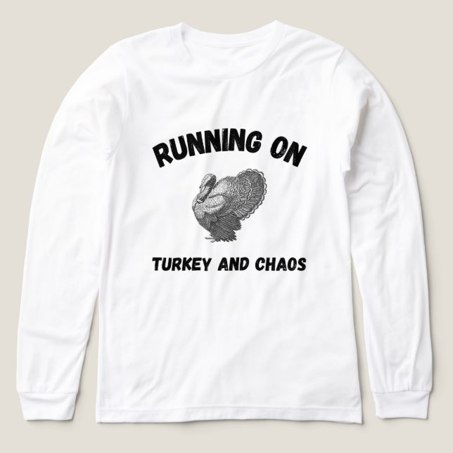 Running on Turkey and Chaos | Funny Thanksgiving  Tri-Blend Shirt (Design Front)