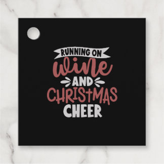 Running On Wine And Christmas Cheer Christmas Wine Favor Tags