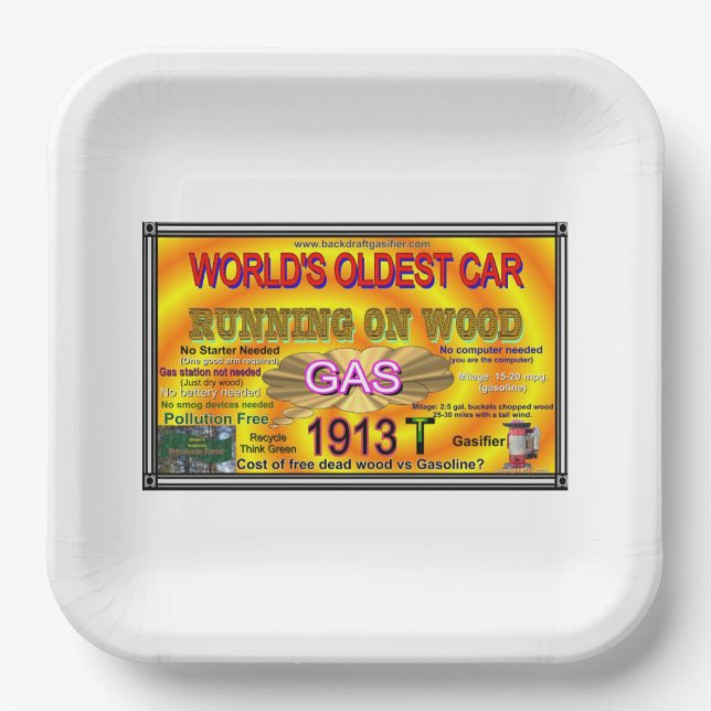 Running on wood banner paper plates (Front)