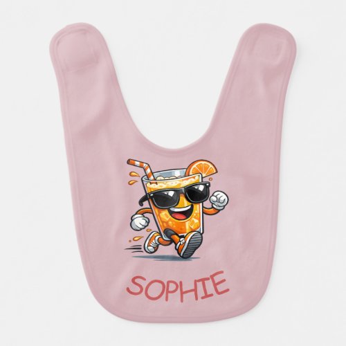 Running Orange Juice Baby Bib