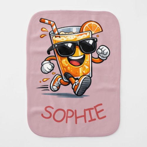 Running Orange Juice Baby Burp Cloth