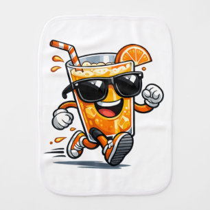 Running Orange Juice Baby Burp Cloth