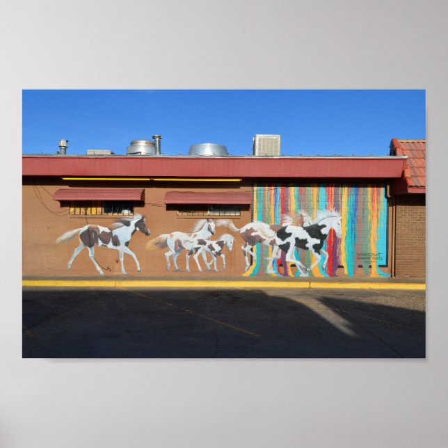 Running Paint Horses Mural, Tucumcari, New Mexico Poster (Front)
