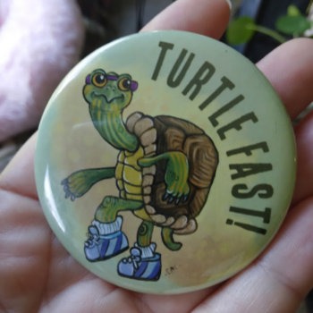 Running Painted Turtle Button by Shadowind_ErinCooper at Zazzle