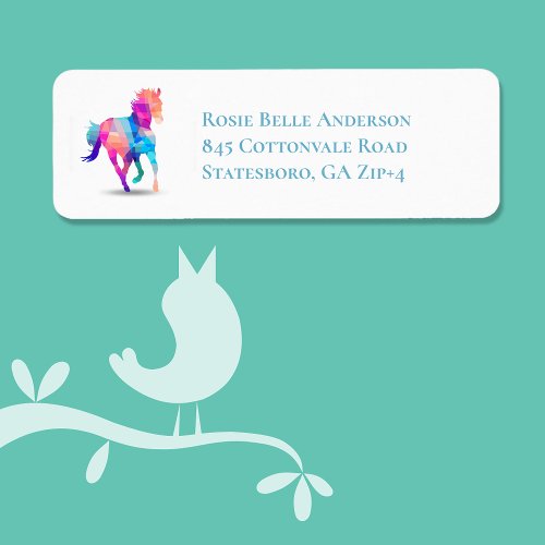 Running Pastel Cubism Horse Label