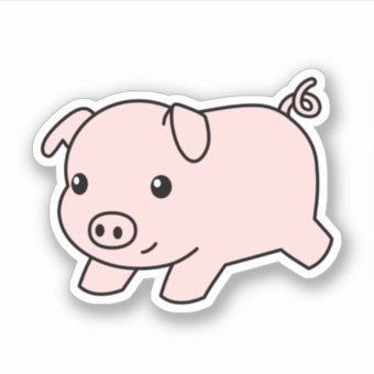 Running Pig, Adorable Piglet Sticker | Zazzle