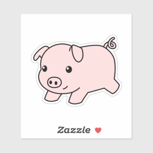 Running Pig Adorable Piglet Sticker