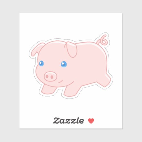 Running Pig Cute Piglet Sticker