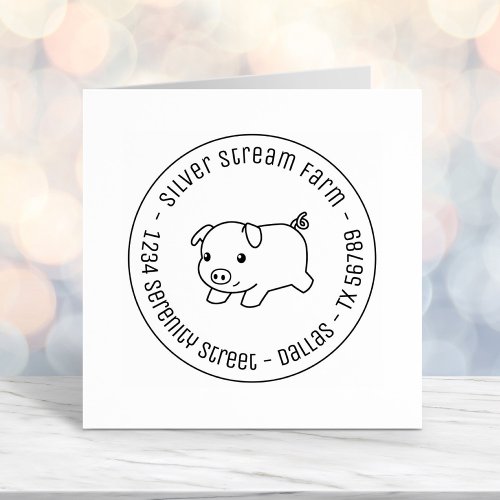 Running Piglet Pig Business Address 1 Self_inking Stamp