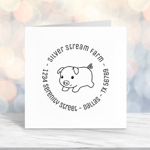 Running Piglet Pig Business Address 2 Self-inking Stamp