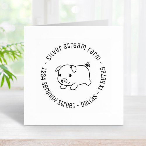 Running Piglet Pig Business Address 4 Rubber Stamp