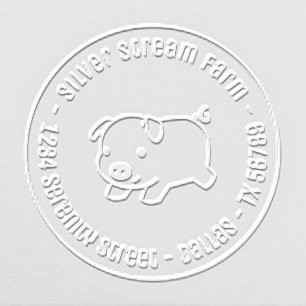Running Piglet Pig Business Round Address Embosser