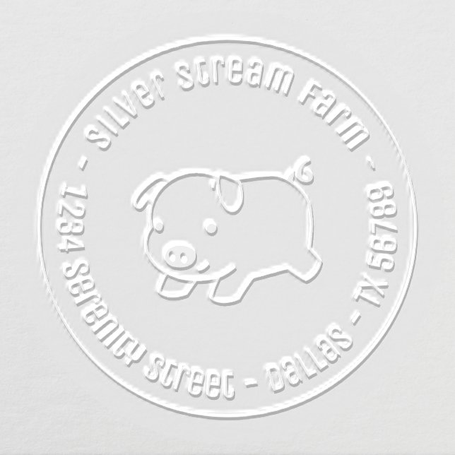 Running Piglet Pig Business Round Address Embosser (Design)