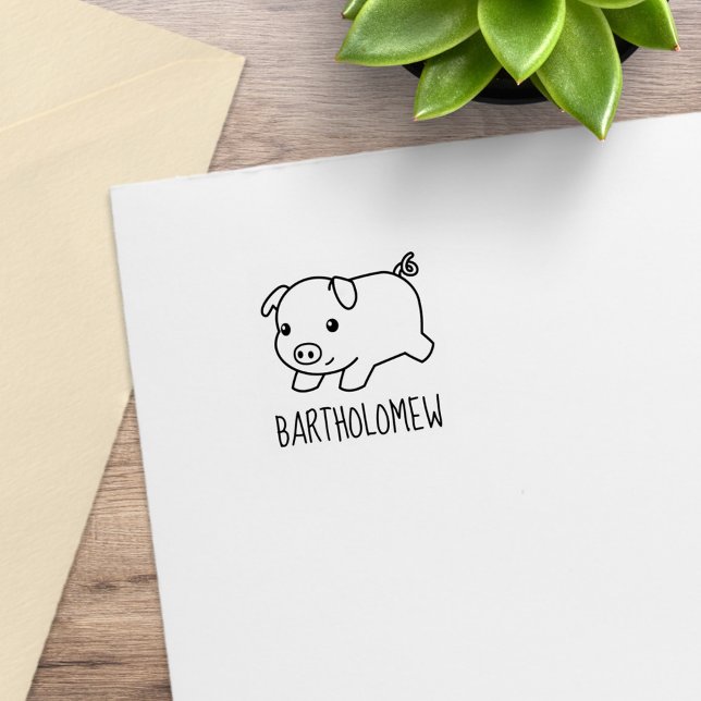 Running Piglet Pig Custom Name 1x1 Rubber Stamp (Creator Uploaded)