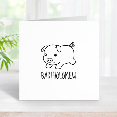 Running Piglet Pig Custom Name Rubber Stamp