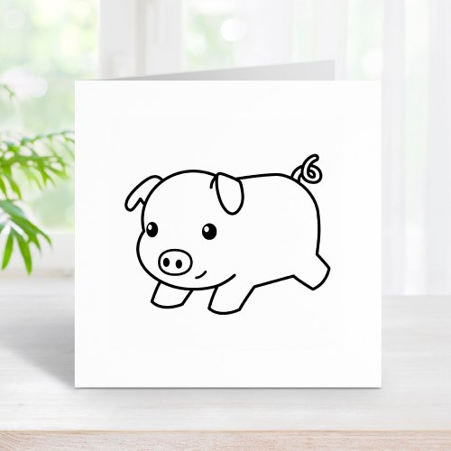 Running Piglet Pig Rubber Stamp