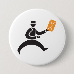 Running Postman Delivering Mail Postal Worker Button