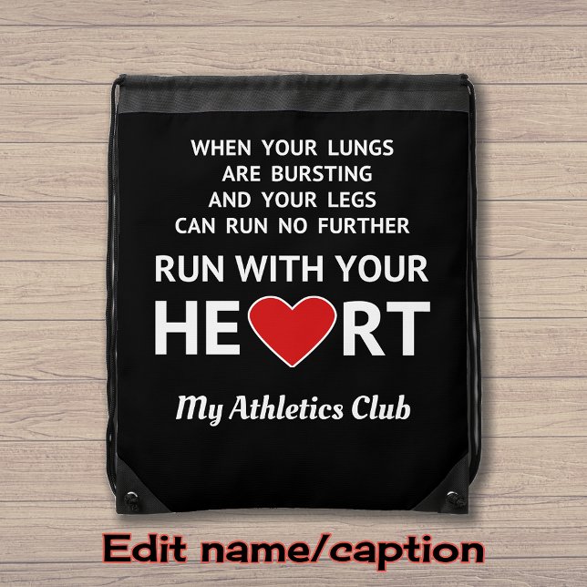 Running quote custom text sports drawstring bag (Creator Uploaded)