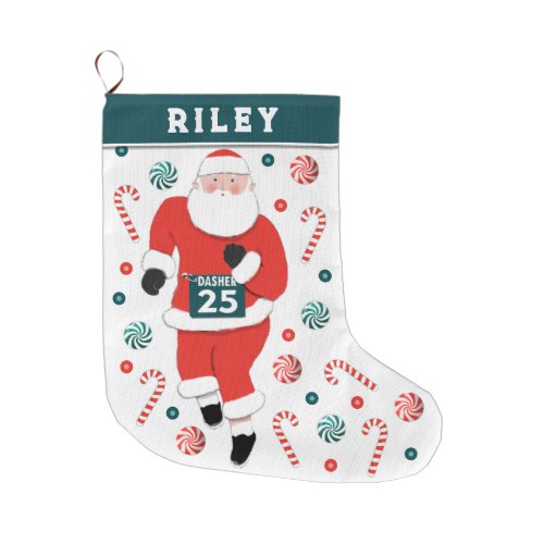 Running Racer Holiday Gift Large Christmas Stocking