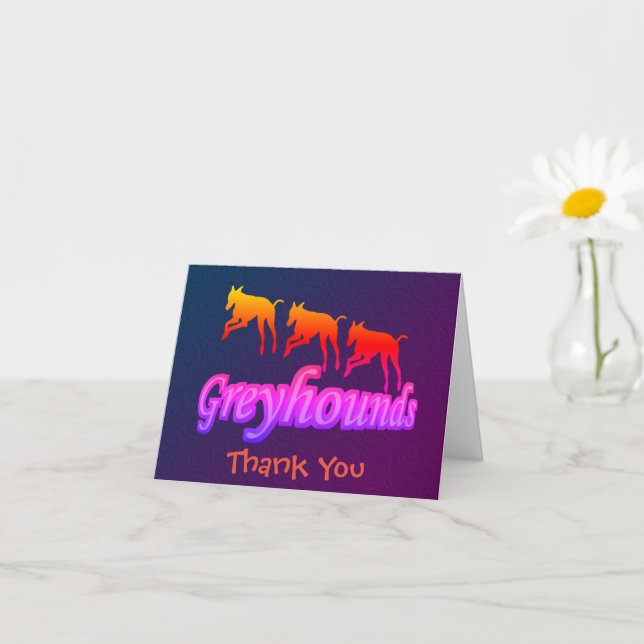 Running Rainbow Greyhounds Thank You Card (Small Plant)