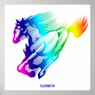 Running Rainbow Horse With Motion Trail Poster