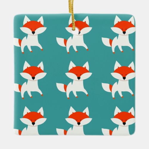 Running Red Foxes Ceramic Ornament
