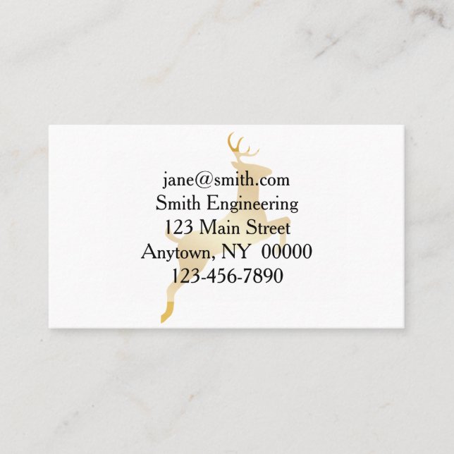 Running Reindeer gold silhouette Business Card (Front)