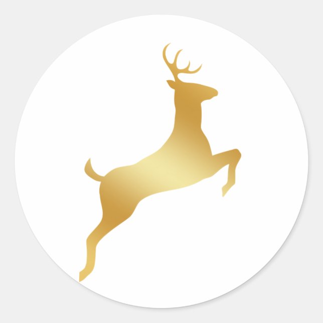 Running Reindeer gold silhouette Classic Round Sticker (Front)