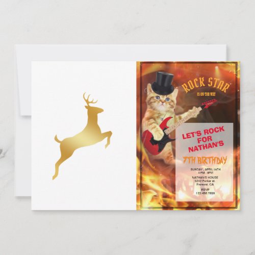 Running Reindeer gold silhouette Invitation