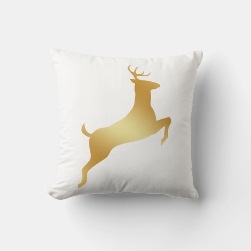 Running Reindeer gold silhouette Throw Pillow