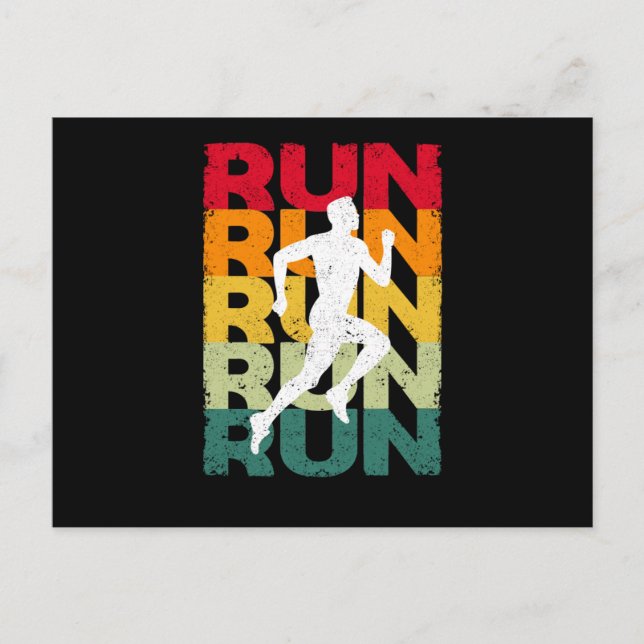 Running Retro Vintage Running Funny Jogging Runner Postcard (Front)
