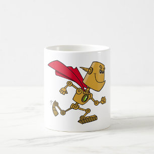 Running Robot Superhero Cartoon Character Coffee Mug