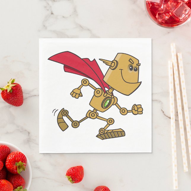Running Robot Superhero Cartoon Character Napkins (Creator Uploaded)